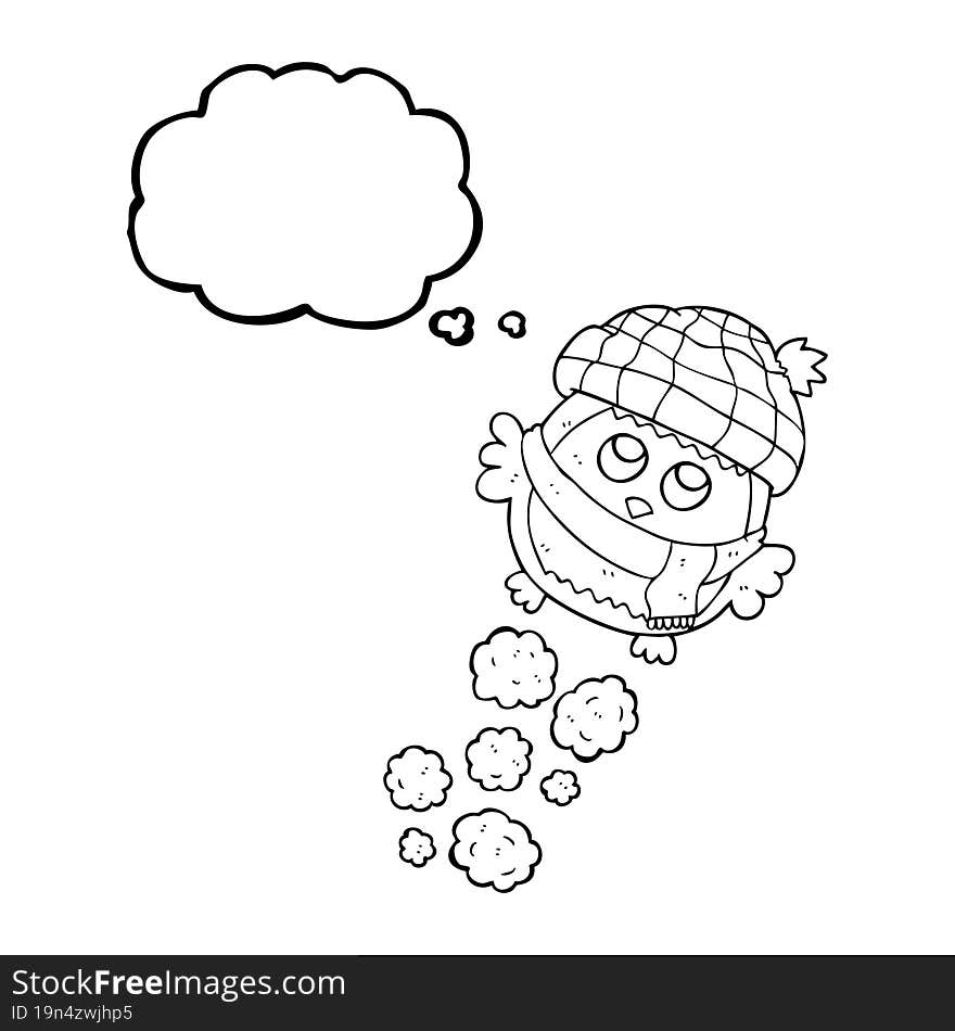 thought bubble cartoon cute little owl flying