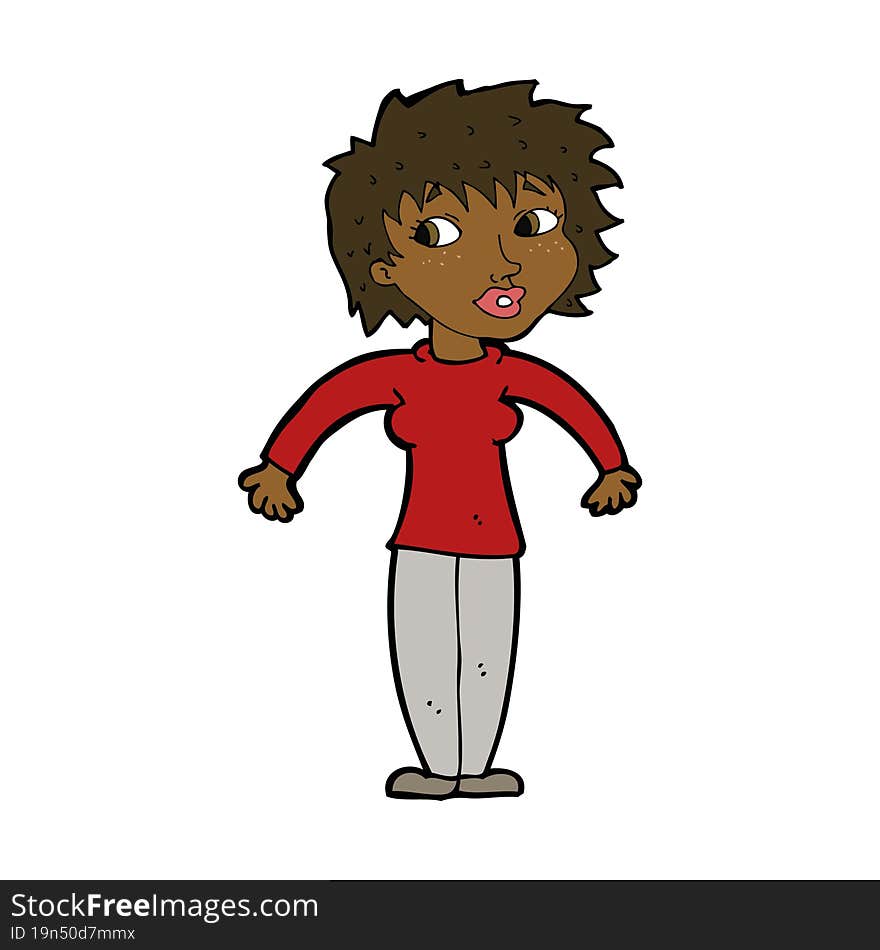 cartoon woman shrugging shoulders