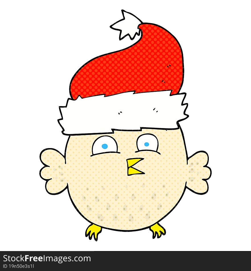 cartoon owl wearing christmas hat