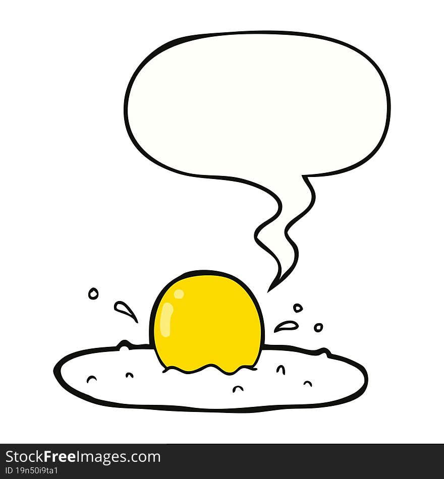 cartoon fried egg with speech bubble. cartoon fried egg with speech bubble