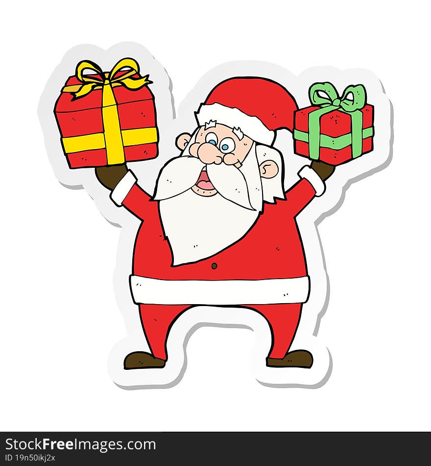 sticker of a cartoon santa claus