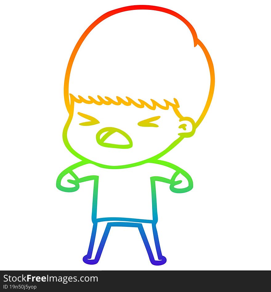 rainbow gradient line drawing cartoon stressed man