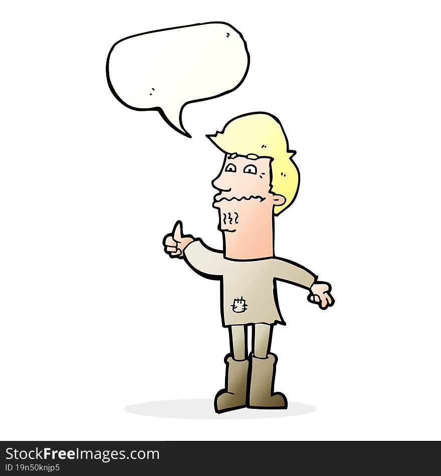 cartoon nervous man with speech bubble