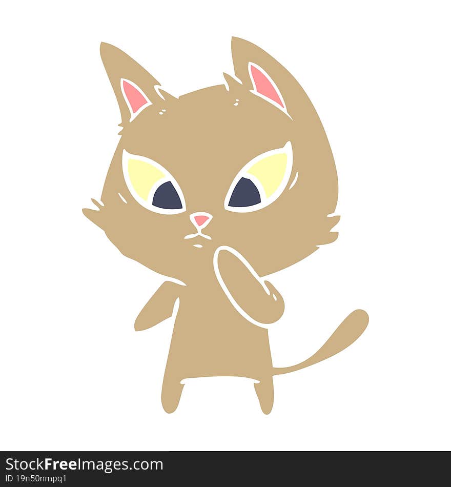 confused flat color style cartoon cat