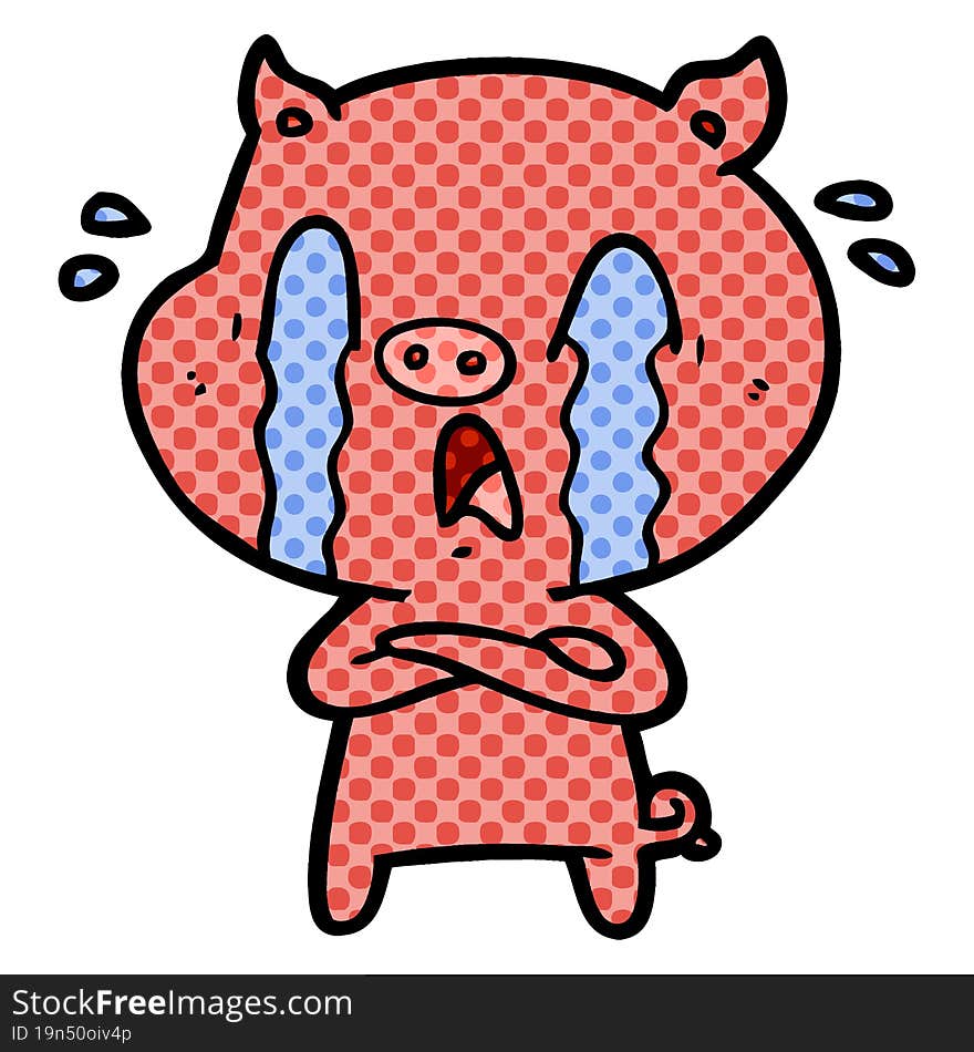 crying pig cartoon. crying pig cartoon