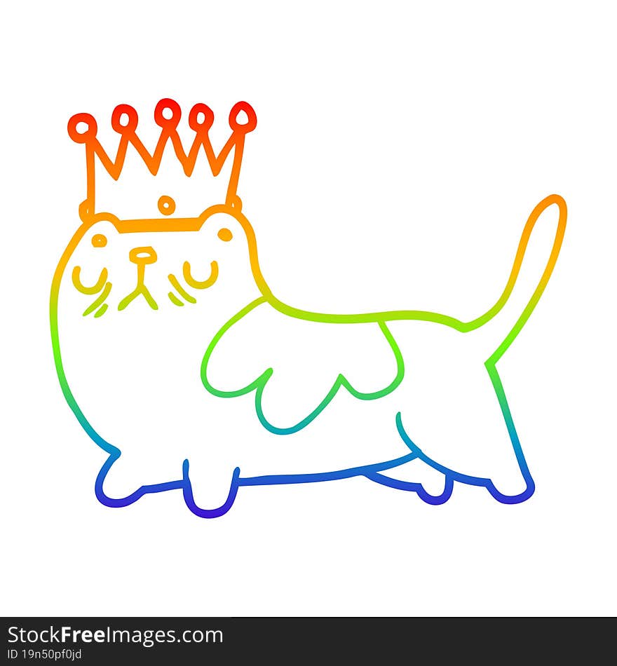 rainbow gradient line drawing cartoon arrogant cat