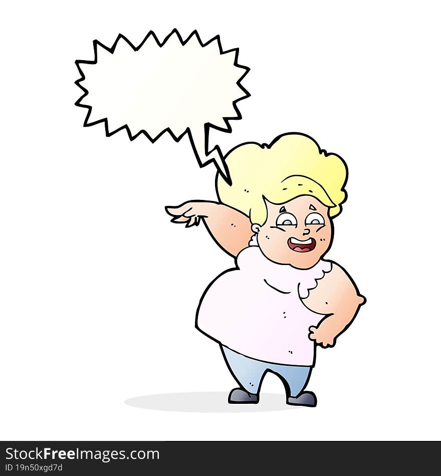 Cartoon Overweight Woman With Speech Bubble