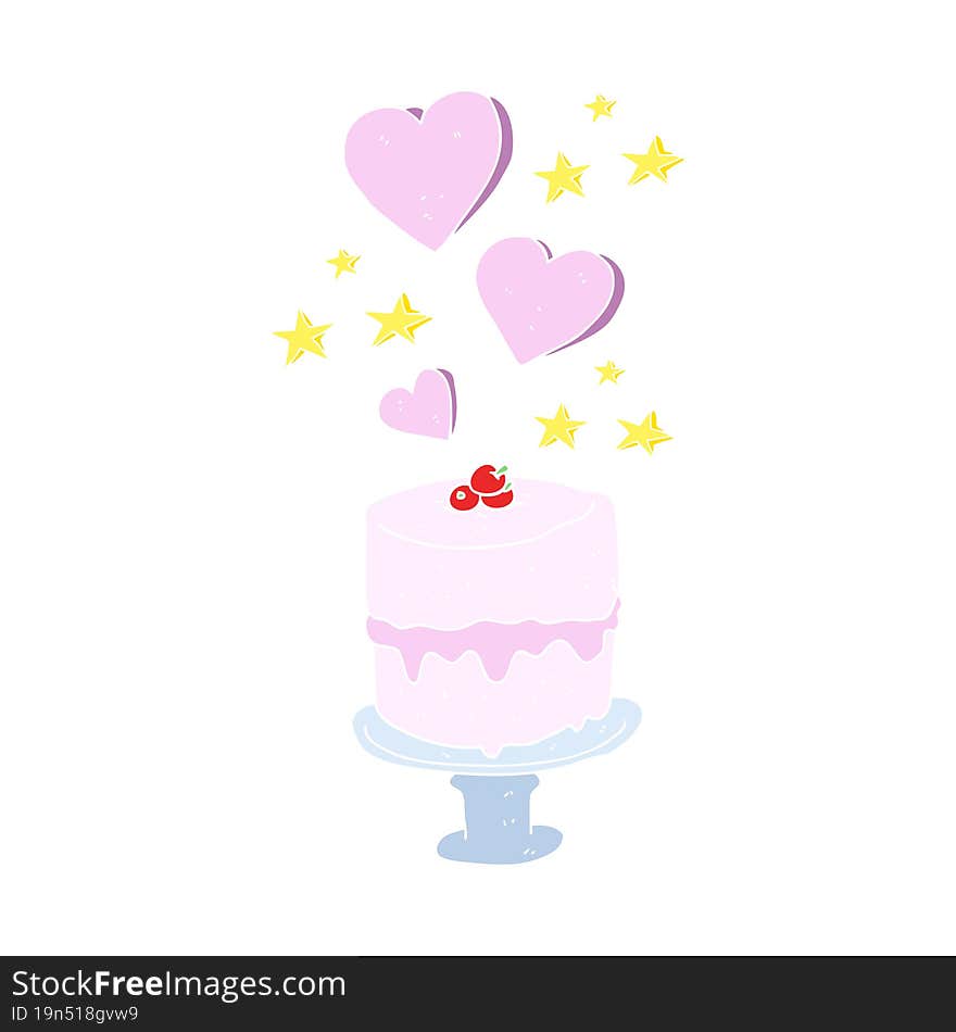 flat color illustration of a cartoon cake