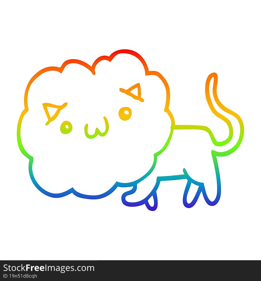 rainbow gradient line drawing of a cartoon lion