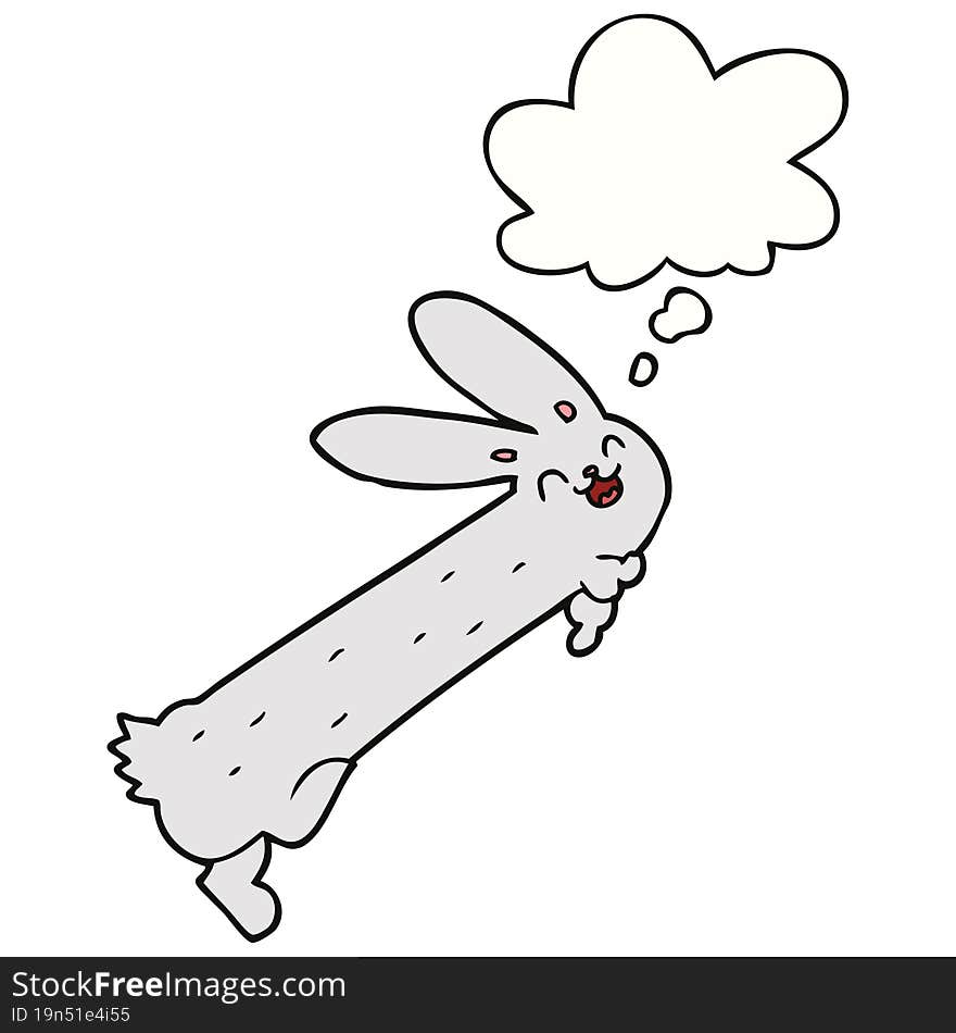 Funny Cartoon Rabbit And Thought Bubble