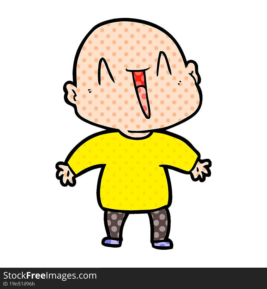 happy cartoon bald man. happy cartoon bald man