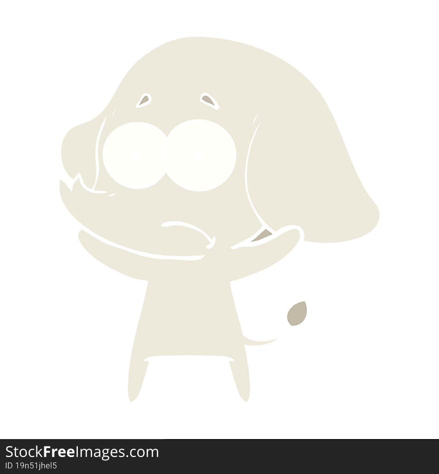 Flat Color Style Cartoon Unsure Elephant