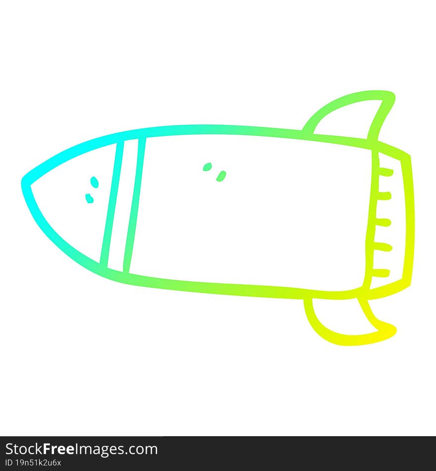 Cold Gradient Line Drawing Cartoon Rocket