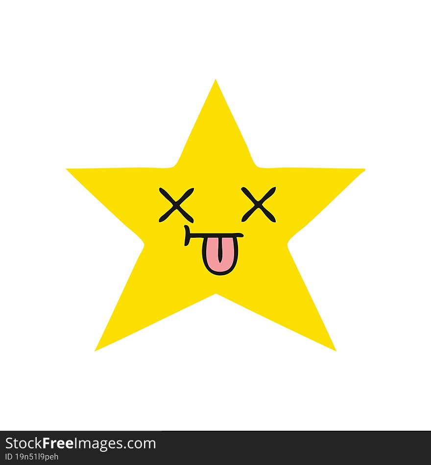 flat color retro cartoon gold star