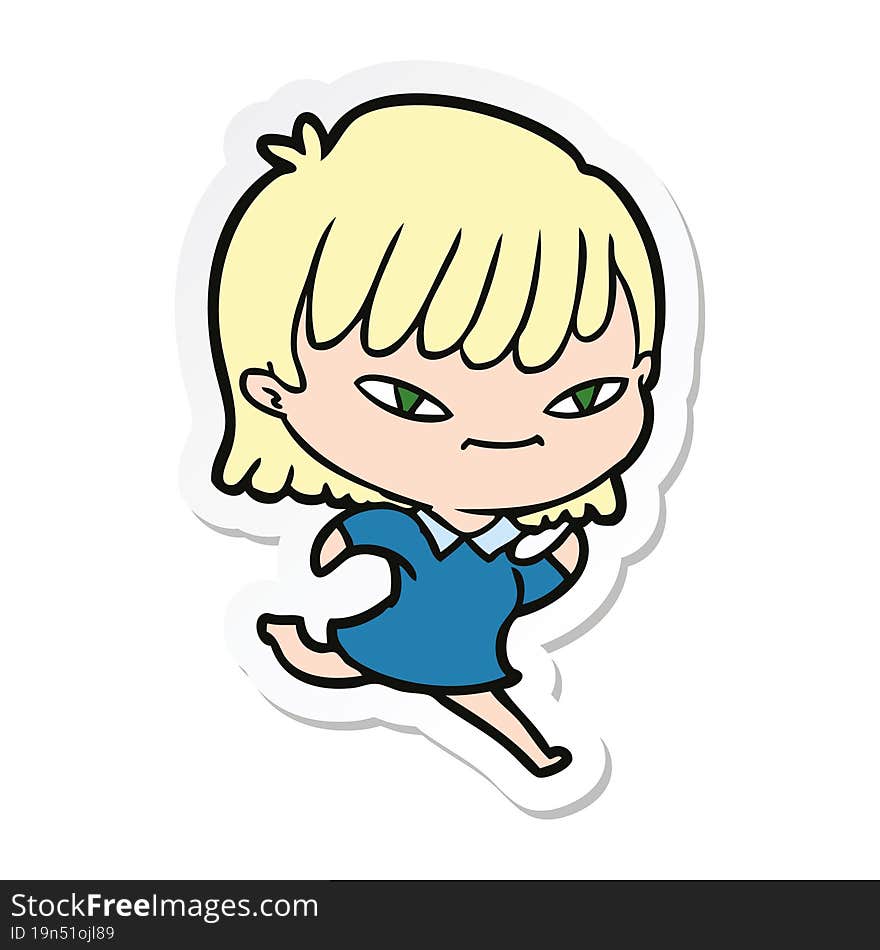 sticker of a cartoon woman