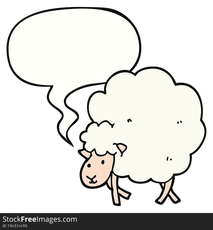 cartoon sheep and speech bubble