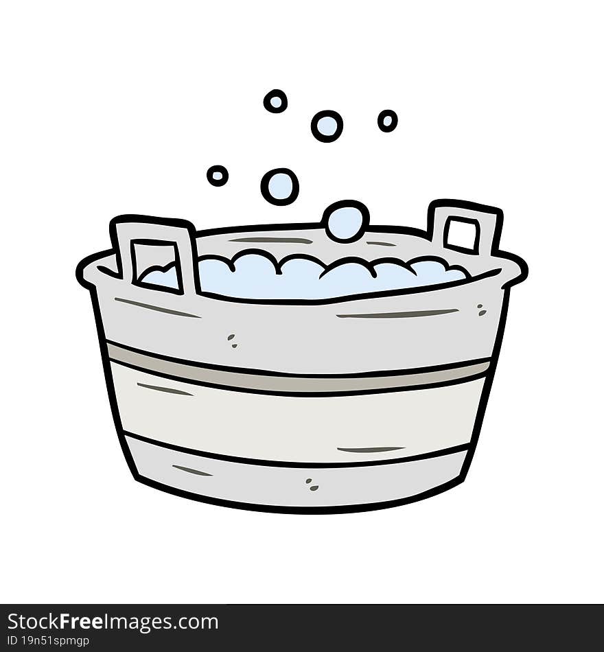 cartoon old tin bath full of water. cartoon old tin bath full of water