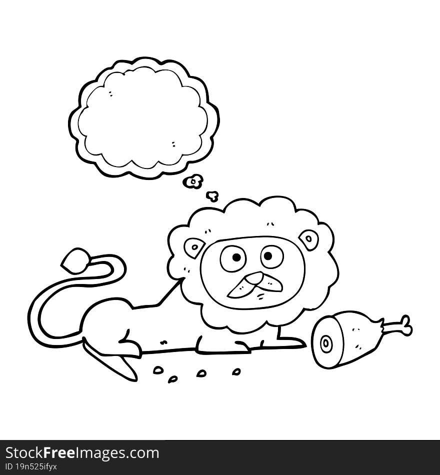 freehand drawn thought bubble cartoon lion