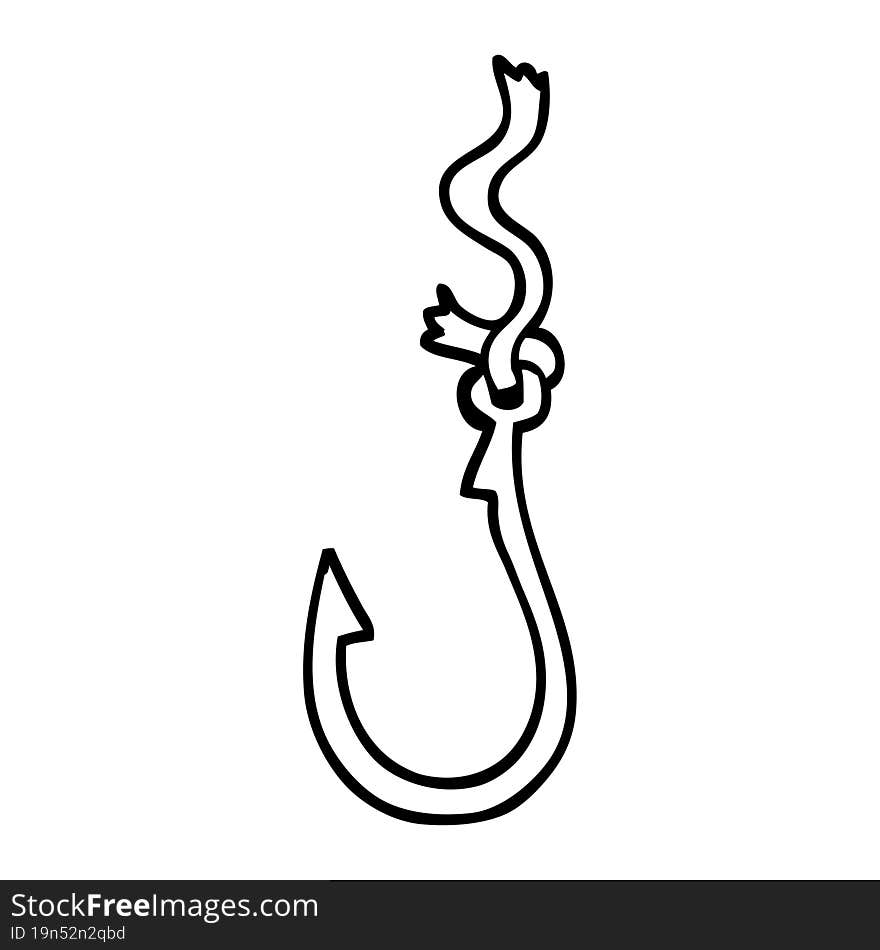 black and white cartoon fish hook