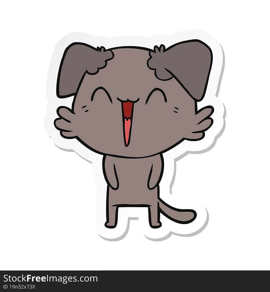 sticker of a happy little dog cartoon