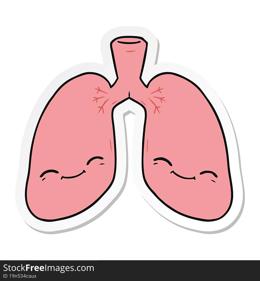 Sticker Of A Cartoon Lungs