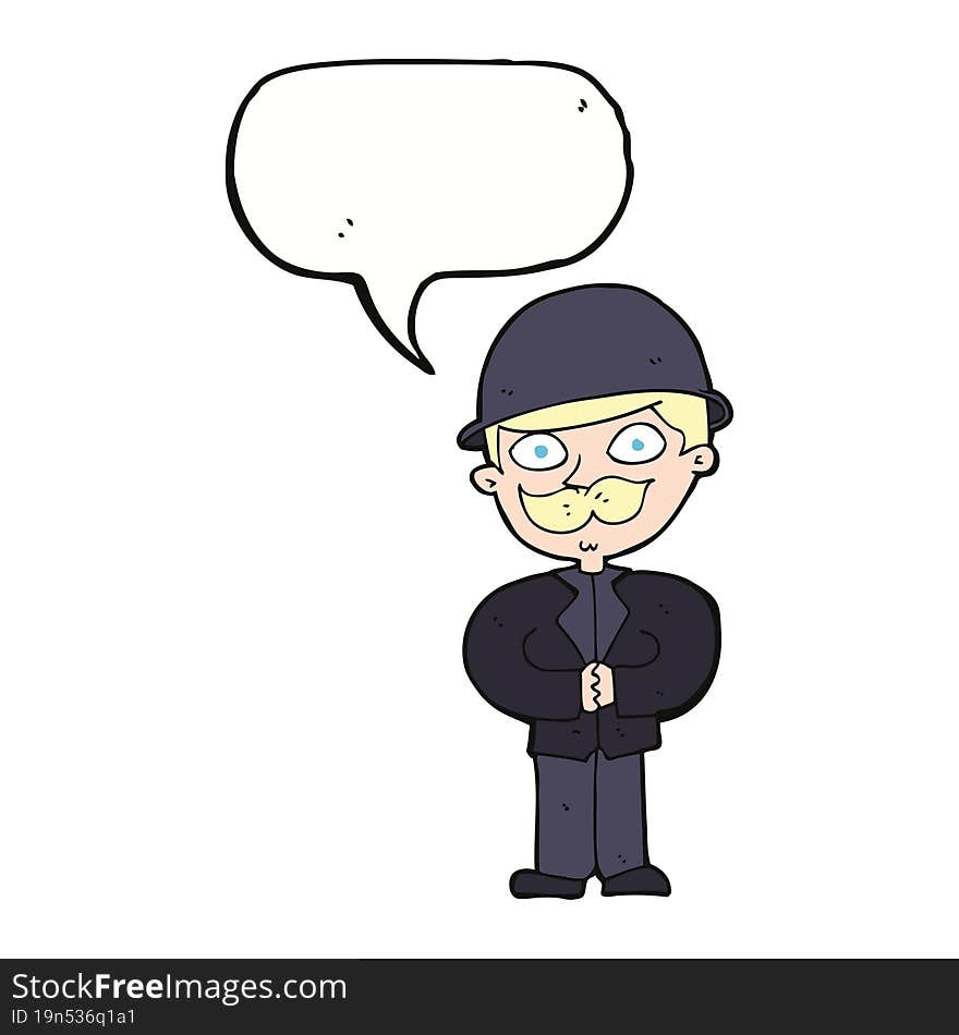 Cartoon Man In Bowler Hat With Speech Bubble