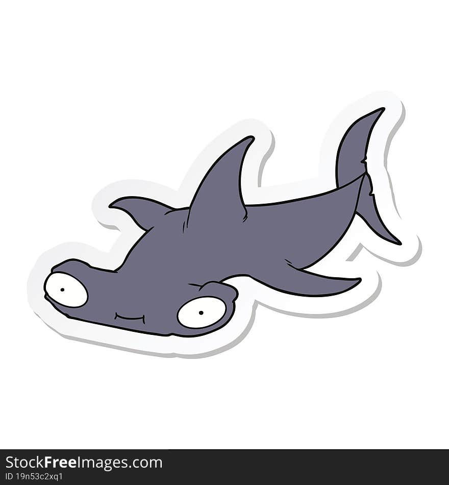 sticker of a cartoon hammerhead shark