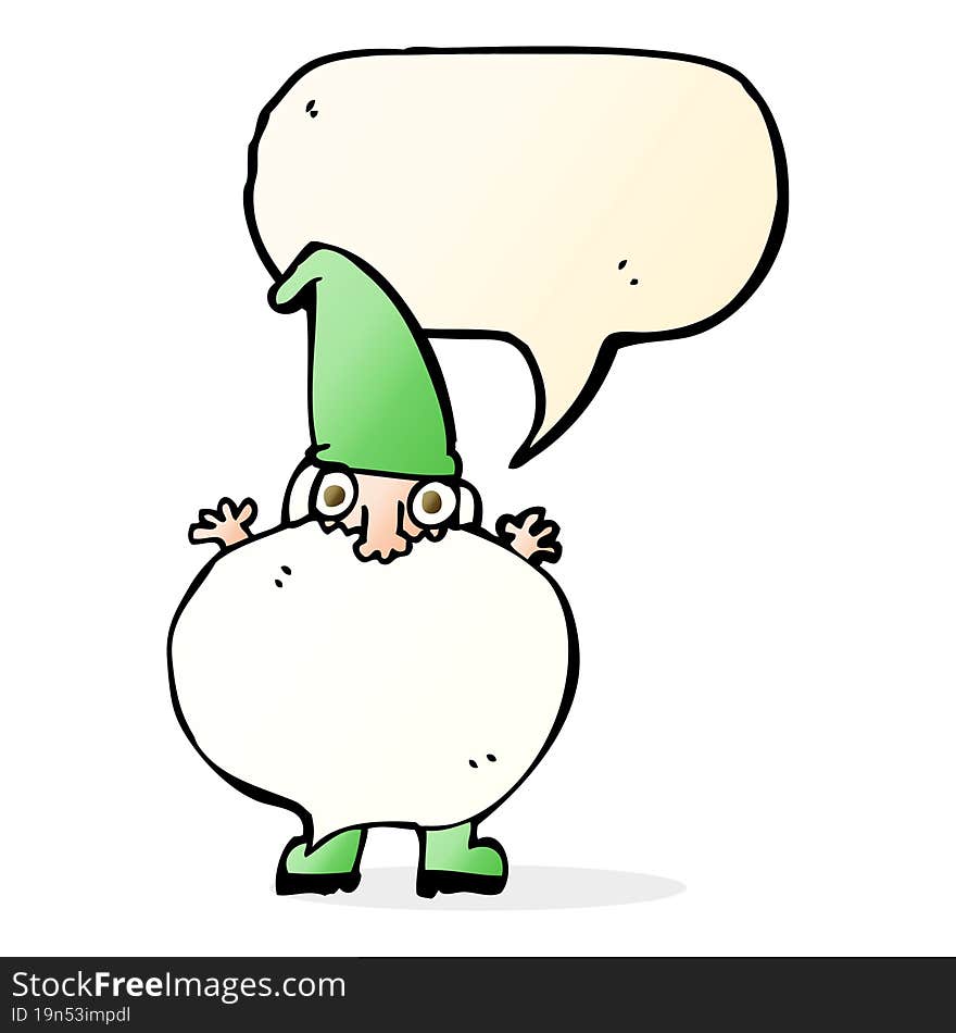 cartoon tiny santa with speech bubble