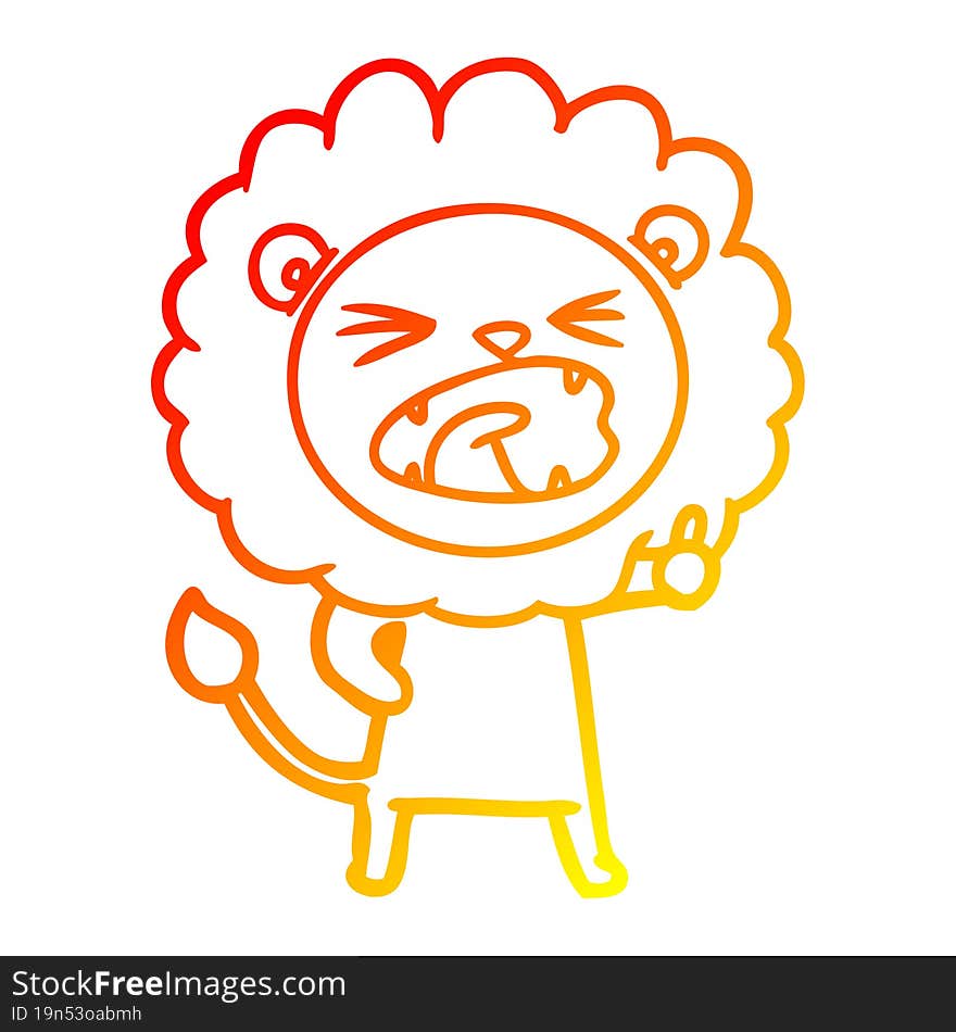 warm gradient line drawing of a cartoon lion