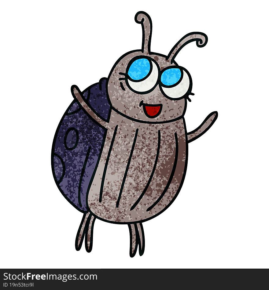 hand drawn quirky cartoon happy bug. hand drawn quirky cartoon happy bug