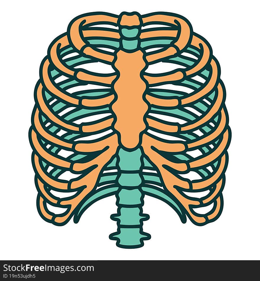 iconic tattoo style image of a rib cage. iconic tattoo style image of a rib cage