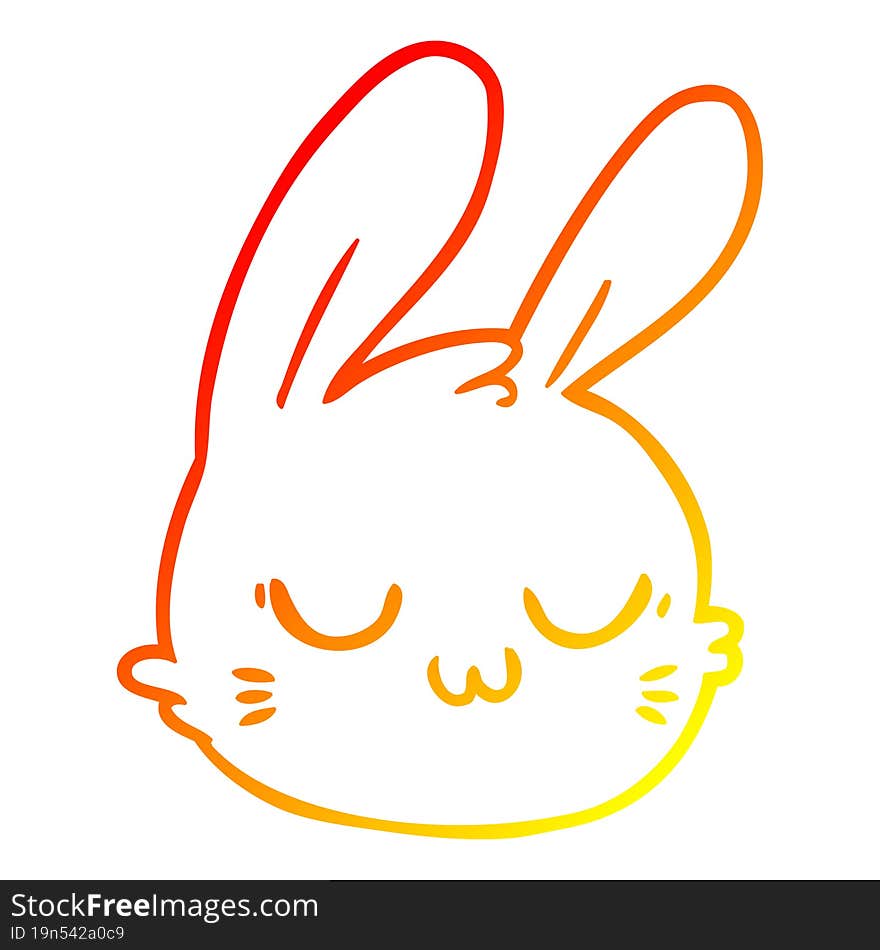 warm gradient line drawing of a cartoon rabbit face