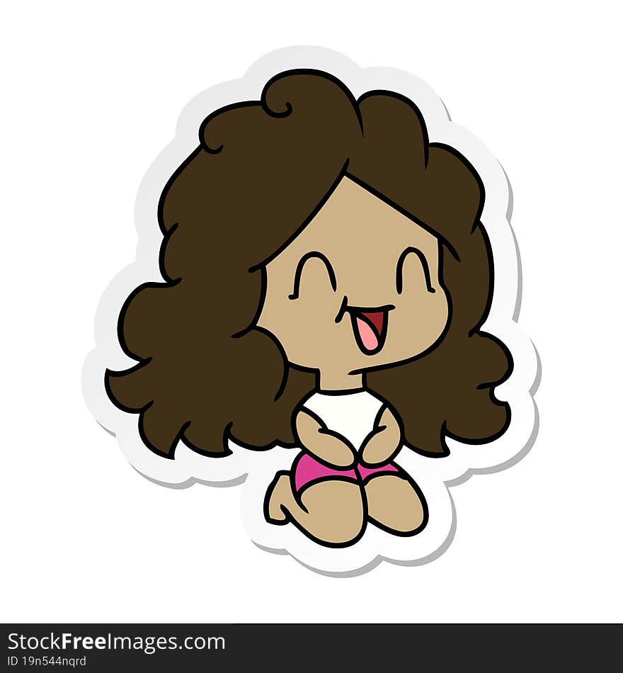 sticker cartoon cute kawaii happy girl