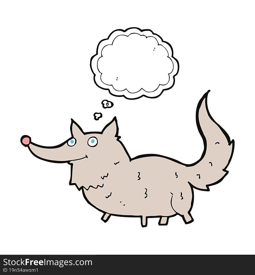 Cartoon Little Wolf With Thought Bubble