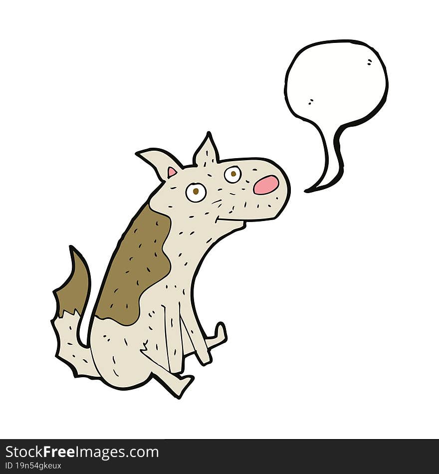 cartoon sitting dog with speech bubble