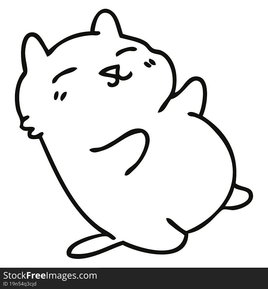 Quirky Line Drawing Cartoon Cat