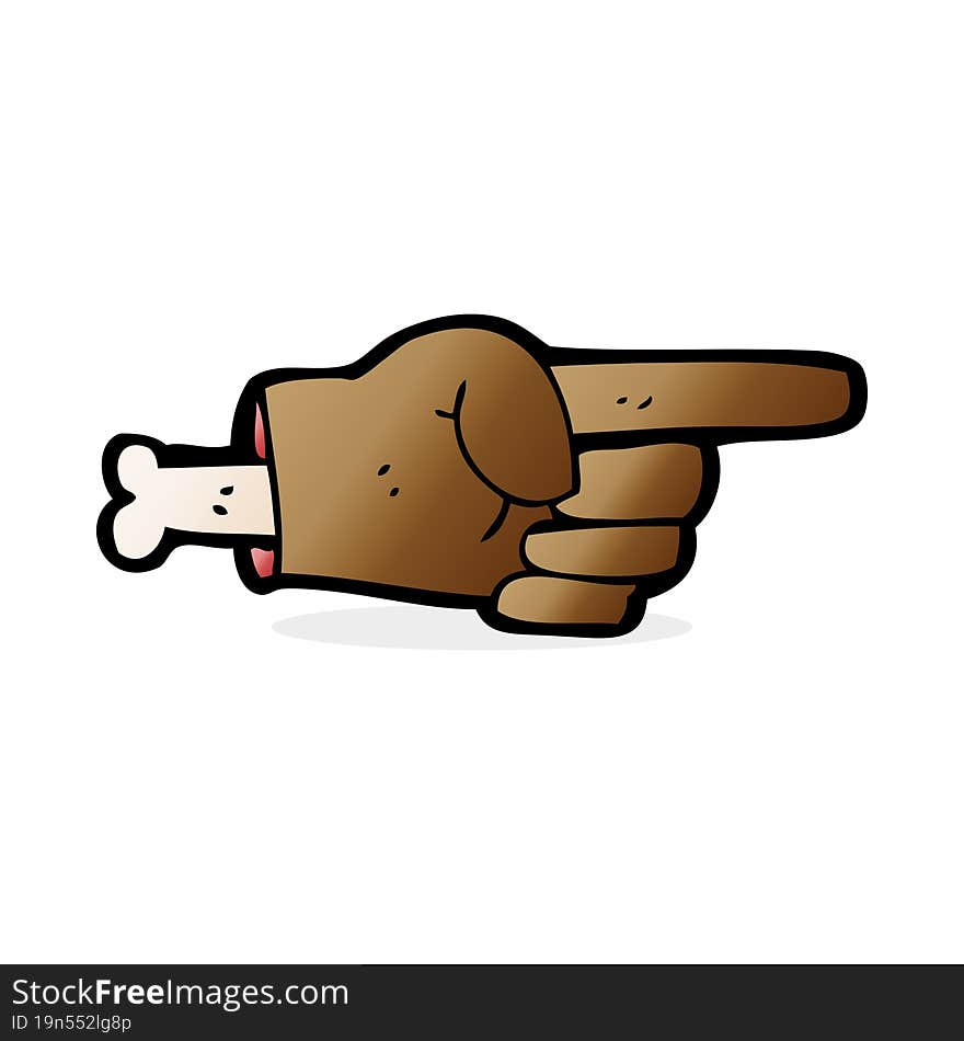 cartoon pointing severed hand symbol