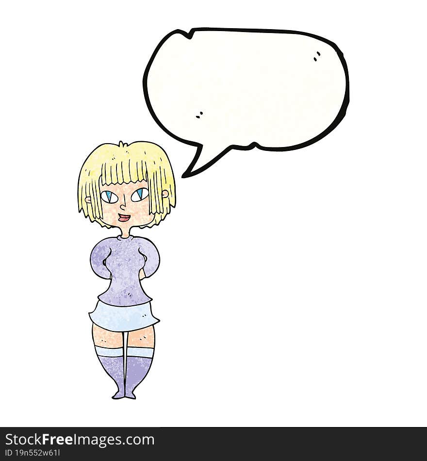 speech bubble textured cartoon happy woman