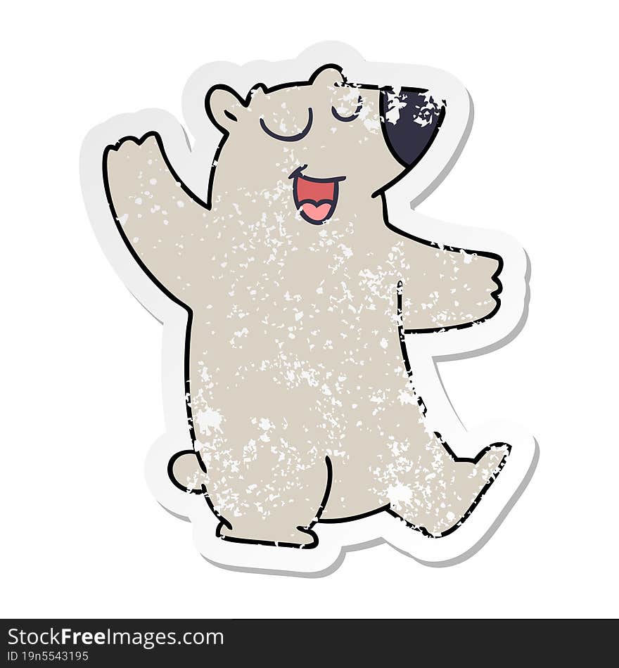 distressed sticker of a quirky hand drawn cartoon wombat