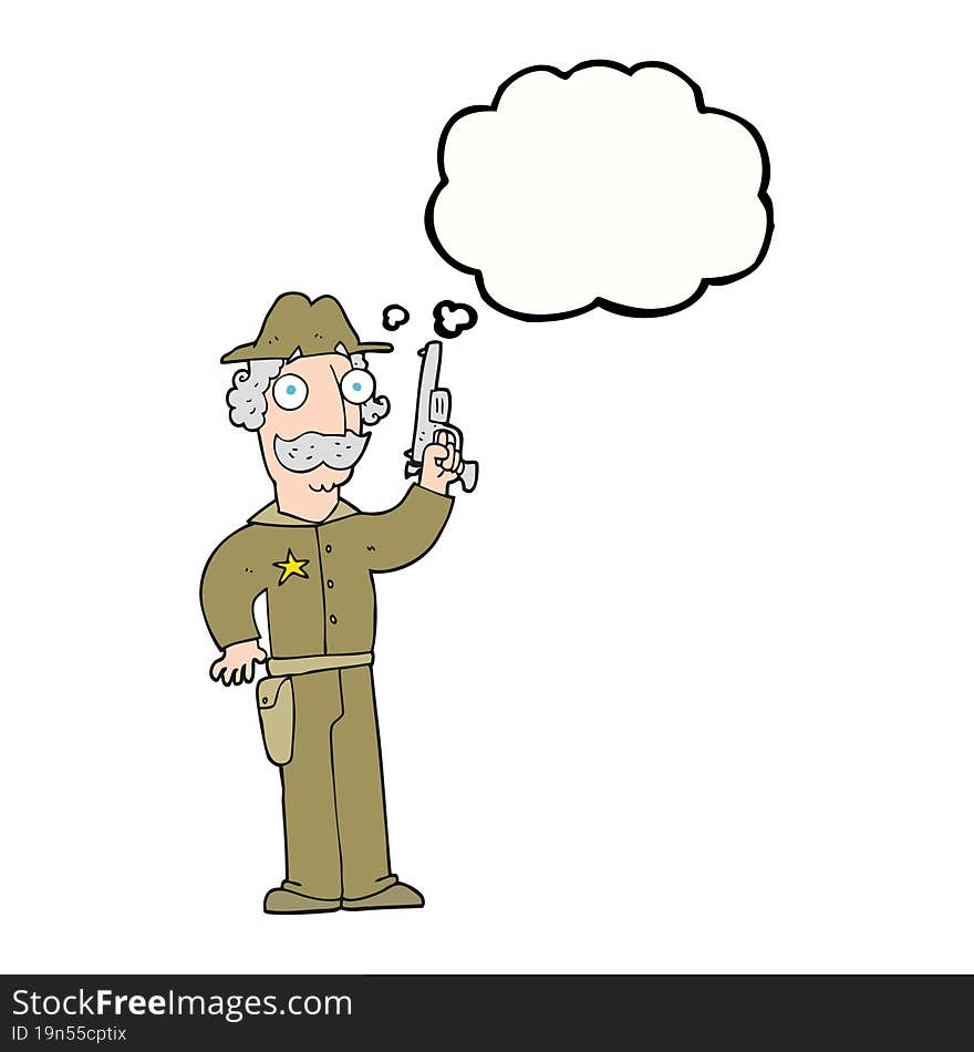 freehand drawn thought bubble cartoon sheriff