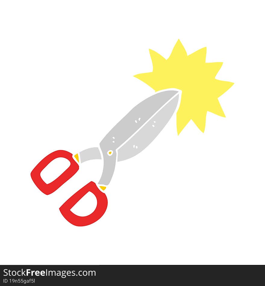 flat color illustration of a cartoon scissors