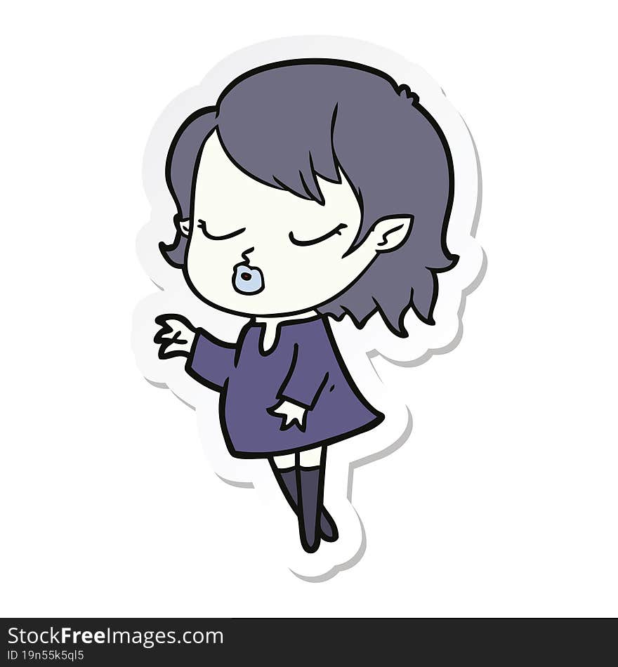 sticker of a cute cartoon vampire girl