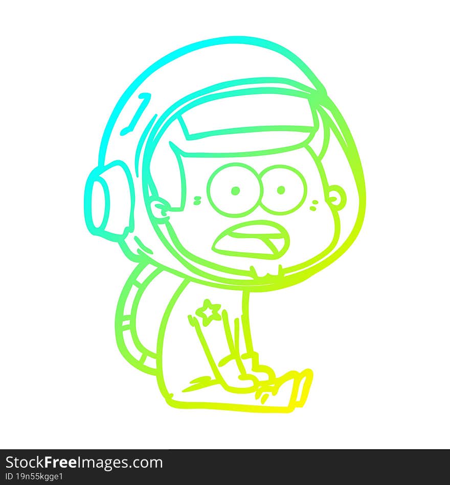 cold gradient line drawing cartoon surprised astronaut