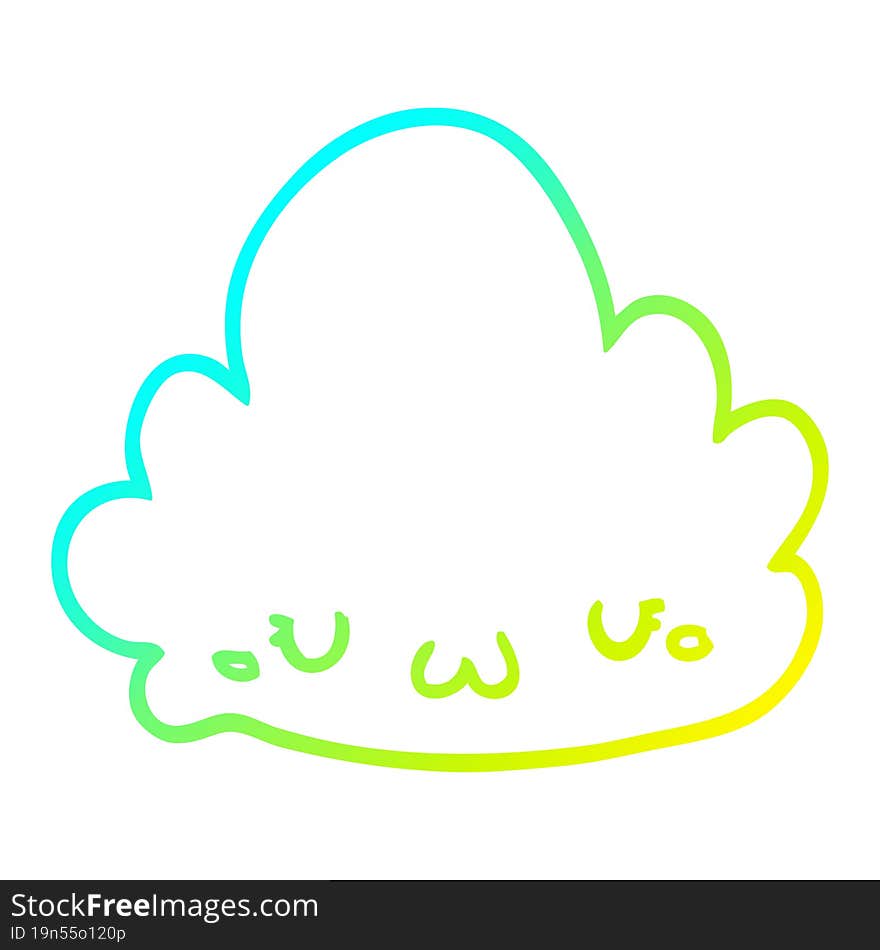 Cold Gradient Line Drawing Cute Cartoon Cloud