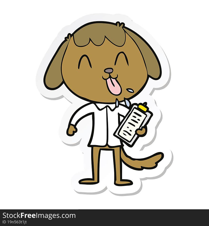 sticker of a cute cartoon dog