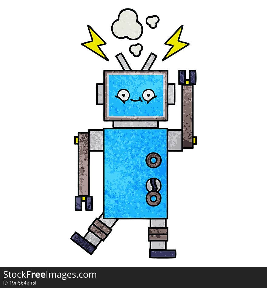 Retro Grunge Texture Cartoon Dancing Robot