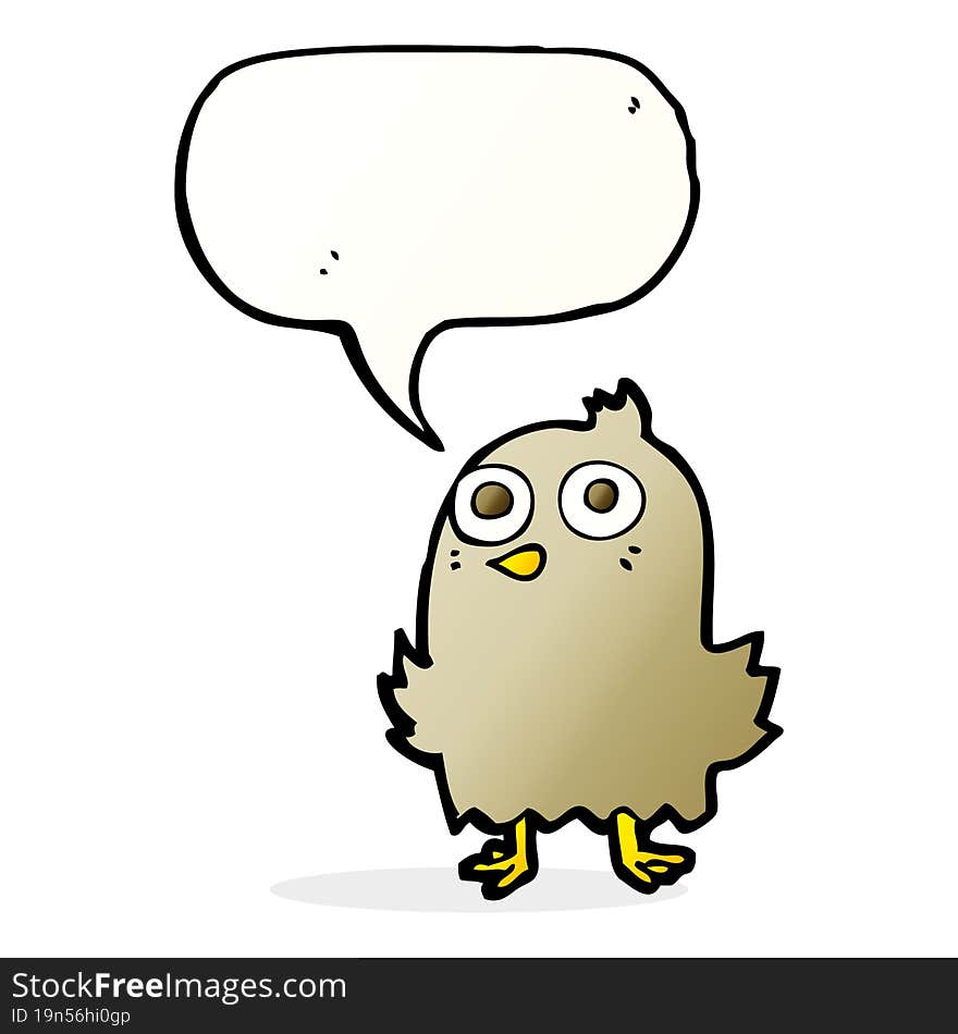 funny cartoon bird with speech bubble