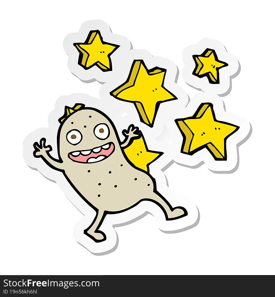 sticker of a cartoon magic potato