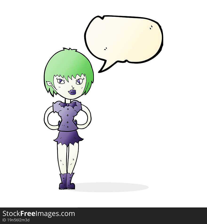 cartoon pretty vampire girl with speech bubble