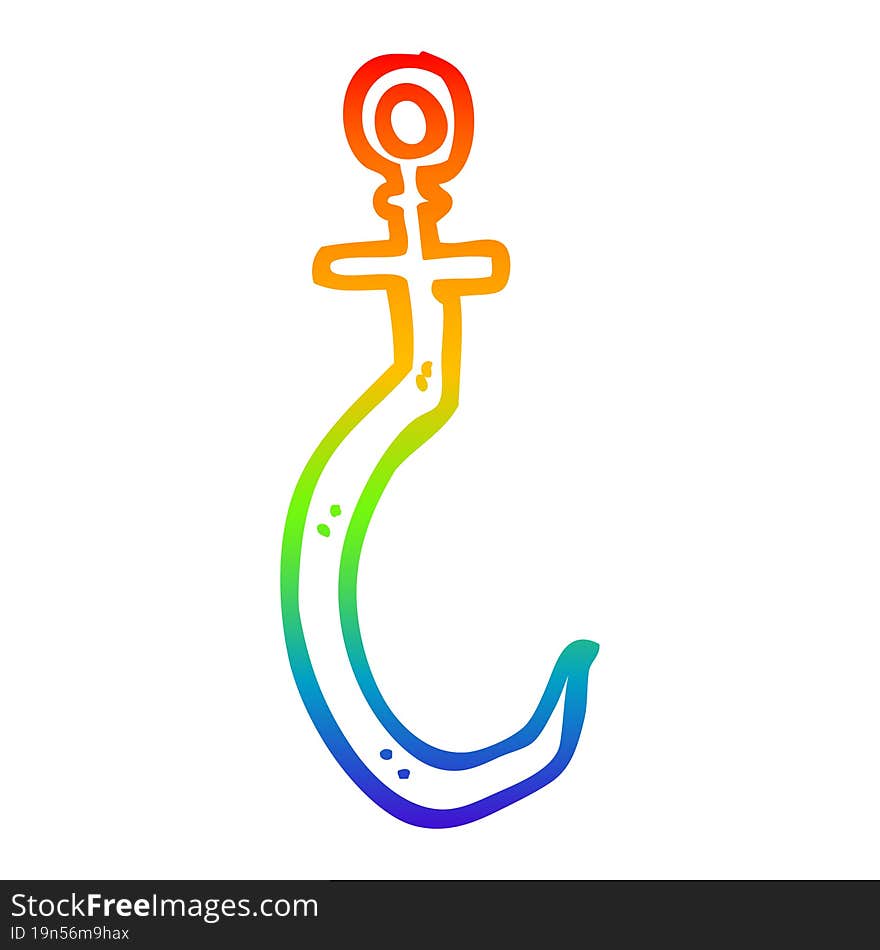 rainbow gradient line drawing cartoon fish hook